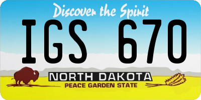 ND license plate IGS670