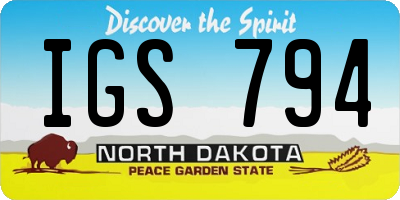 ND license plate IGS794