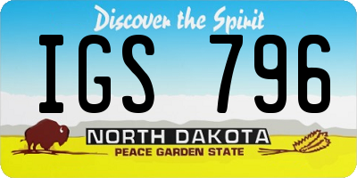 ND license plate IGS796