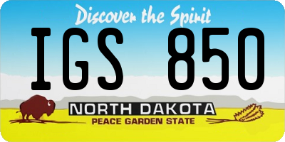 ND license plate IGS850