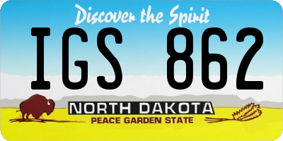 ND license plate IGS862