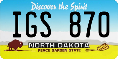 ND license plate IGS870