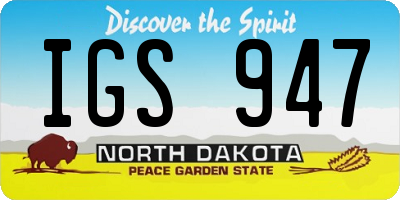 ND license plate IGS947