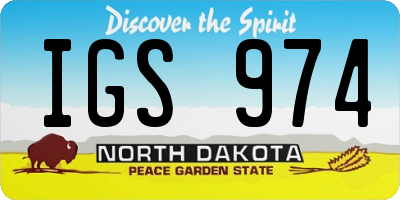 ND license plate IGS974