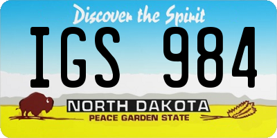 ND license plate IGS984