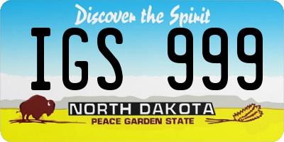 ND license plate IGS999