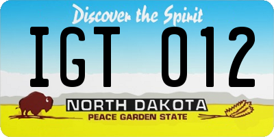 ND license plate IGT012