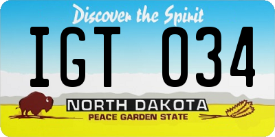 ND license plate IGT034