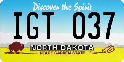 ND license plate IGT037