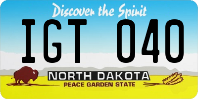 ND license plate IGT040
