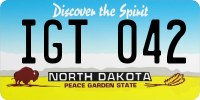 ND license plate IGT042