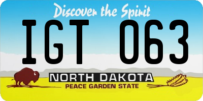 ND license plate IGT063