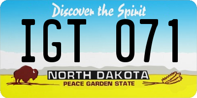 ND license plate IGT071