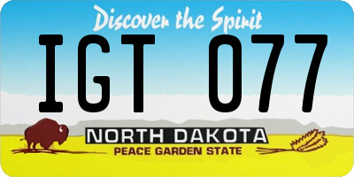 ND license plate IGT077