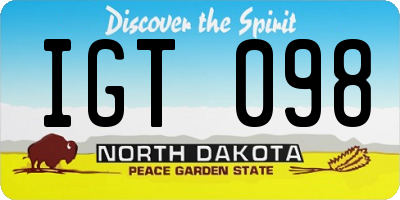 ND license plate IGT098