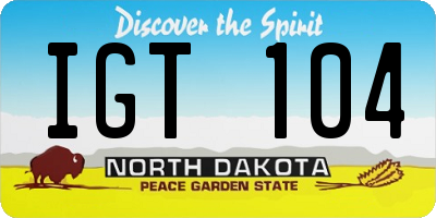 ND license plate IGT104