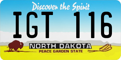 ND license plate IGT116