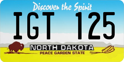 ND license plate IGT125