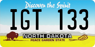 ND license plate IGT133