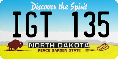 ND license plate IGT135