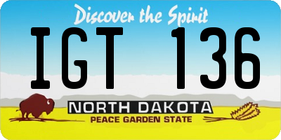 ND license plate IGT136