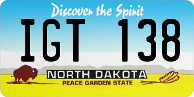 ND license plate IGT138