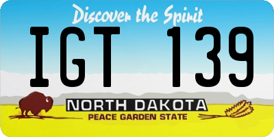 ND license plate IGT139