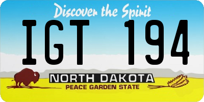 ND license plate IGT194