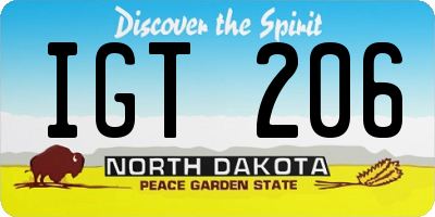 ND license plate IGT206