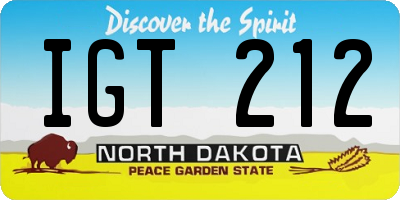 ND license plate IGT212