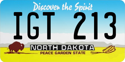 ND license plate IGT213