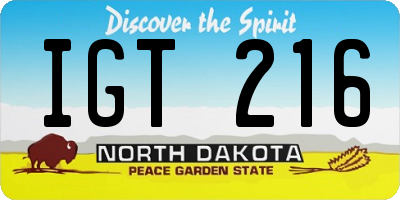 ND license plate IGT216