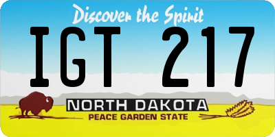 ND license plate IGT217