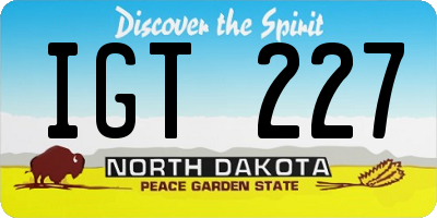 ND license plate IGT227