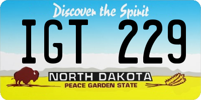 ND license plate IGT229