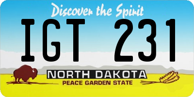 ND license plate IGT231