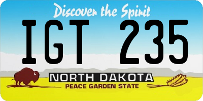 ND license plate IGT235