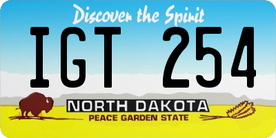 ND license plate IGT254