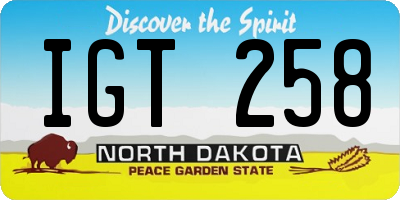 ND license plate IGT258