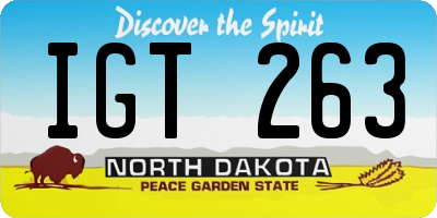 ND license plate IGT263
