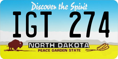 ND license plate IGT274
