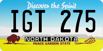 ND license plate IGT275