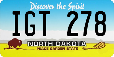ND license plate IGT278
