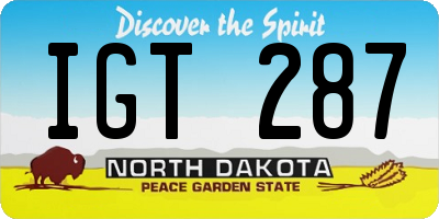 ND license plate IGT287