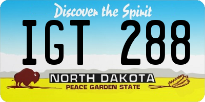 ND license plate IGT288
