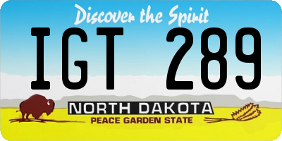 ND license plate IGT289
