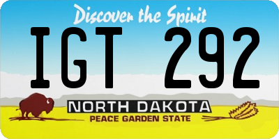 ND license plate IGT292