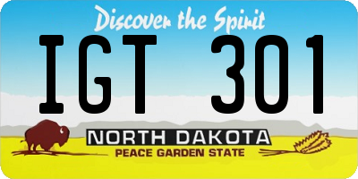 ND license plate IGT301