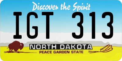 ND license plate IGT313