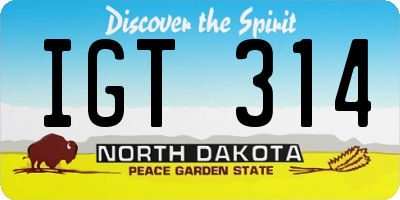 ND license plate IGT314